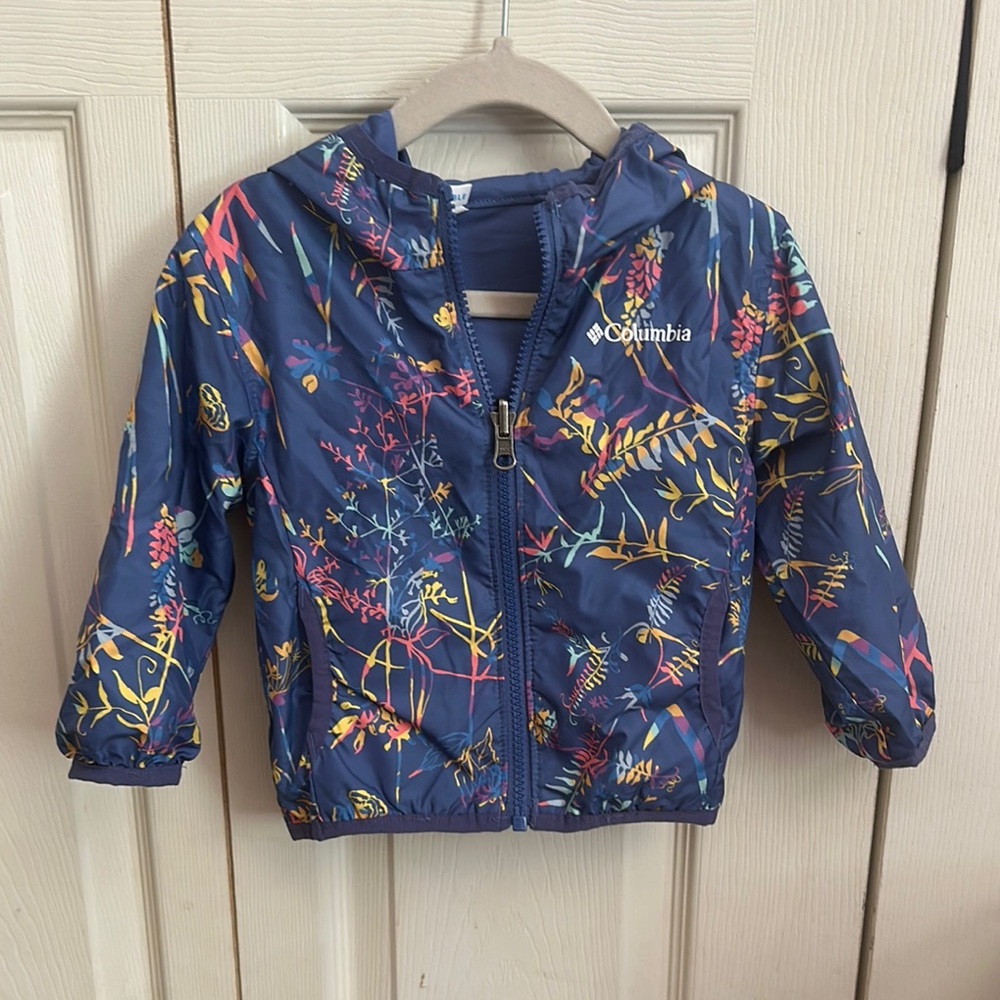 Columbia Kids' Navy Floral Reversible Rain Jacket
